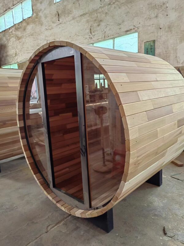 Red cedar Barrel Sauna （wood stove/ electric stove/ Infrared heating panel customizable） - Image 4