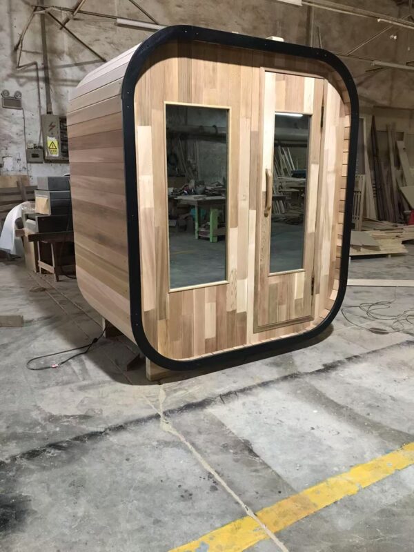 Red cedar Square sauna room（wood stove/ electric stove/ Infrared heating panel customizable） - Image 5
