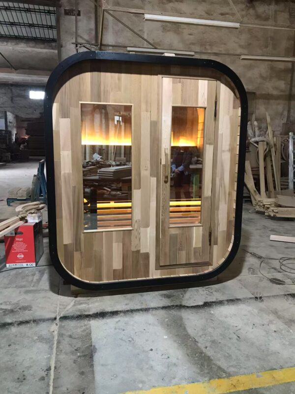 Red cedar Square sauna room（wood stove/ electric stove/ Infrared heating panel customizable） - Image 10